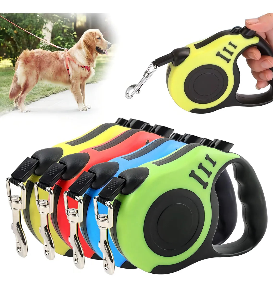 Correa Extensible Retráctil Para Perros 5mts Hasta 30kgs Color