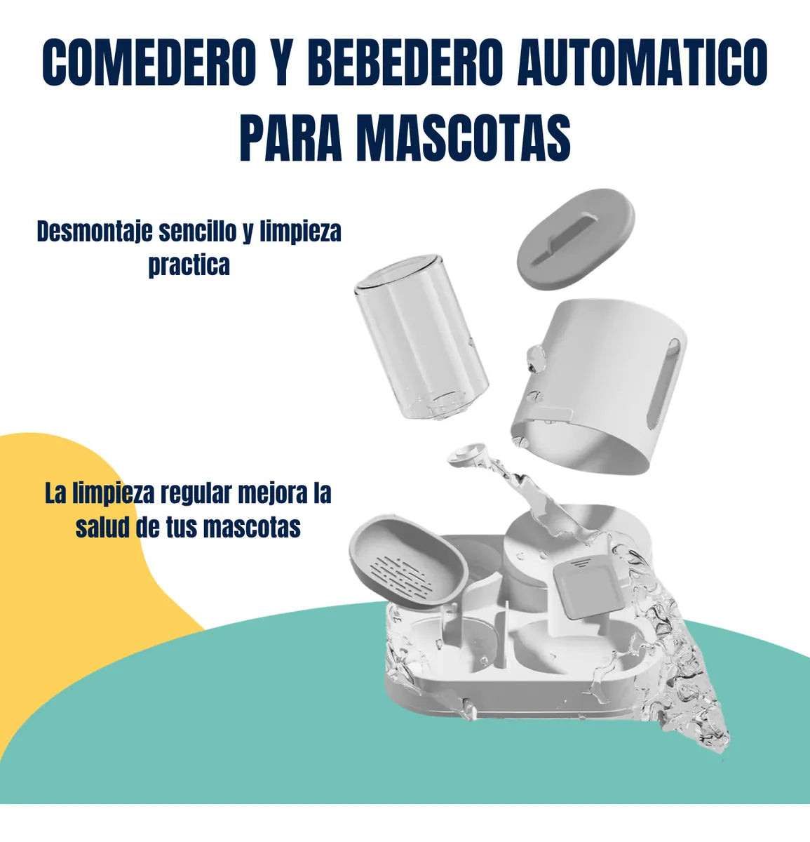 Comedero Bebedero Dispenser Doble Automatico 1.8lts Mascotas Gris