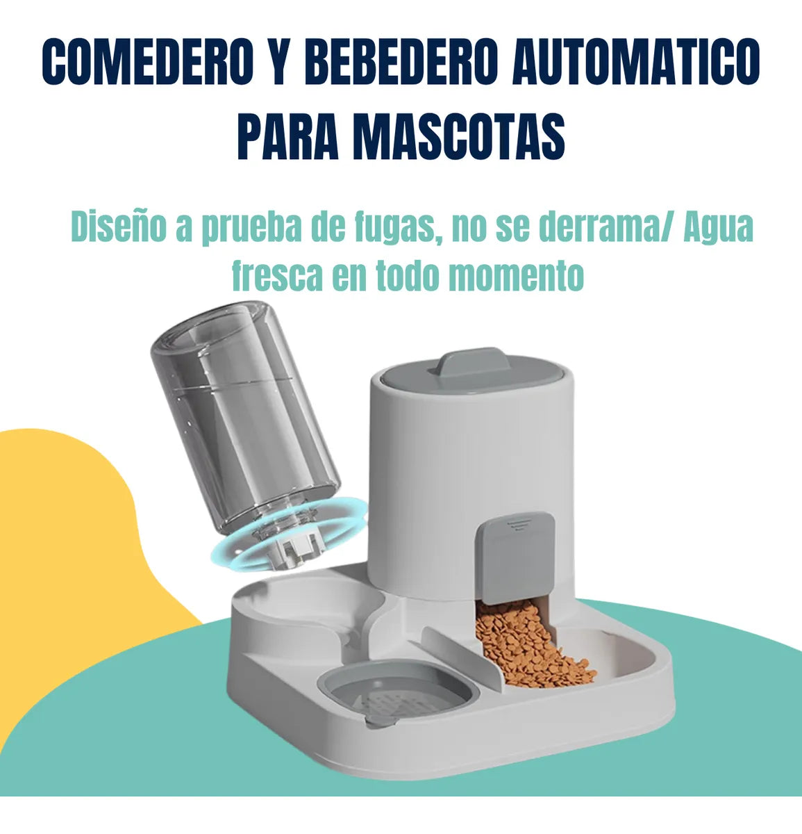 Comedero Bebedero Dispenser Doble Automatico 1.8lts Mascotas Gris