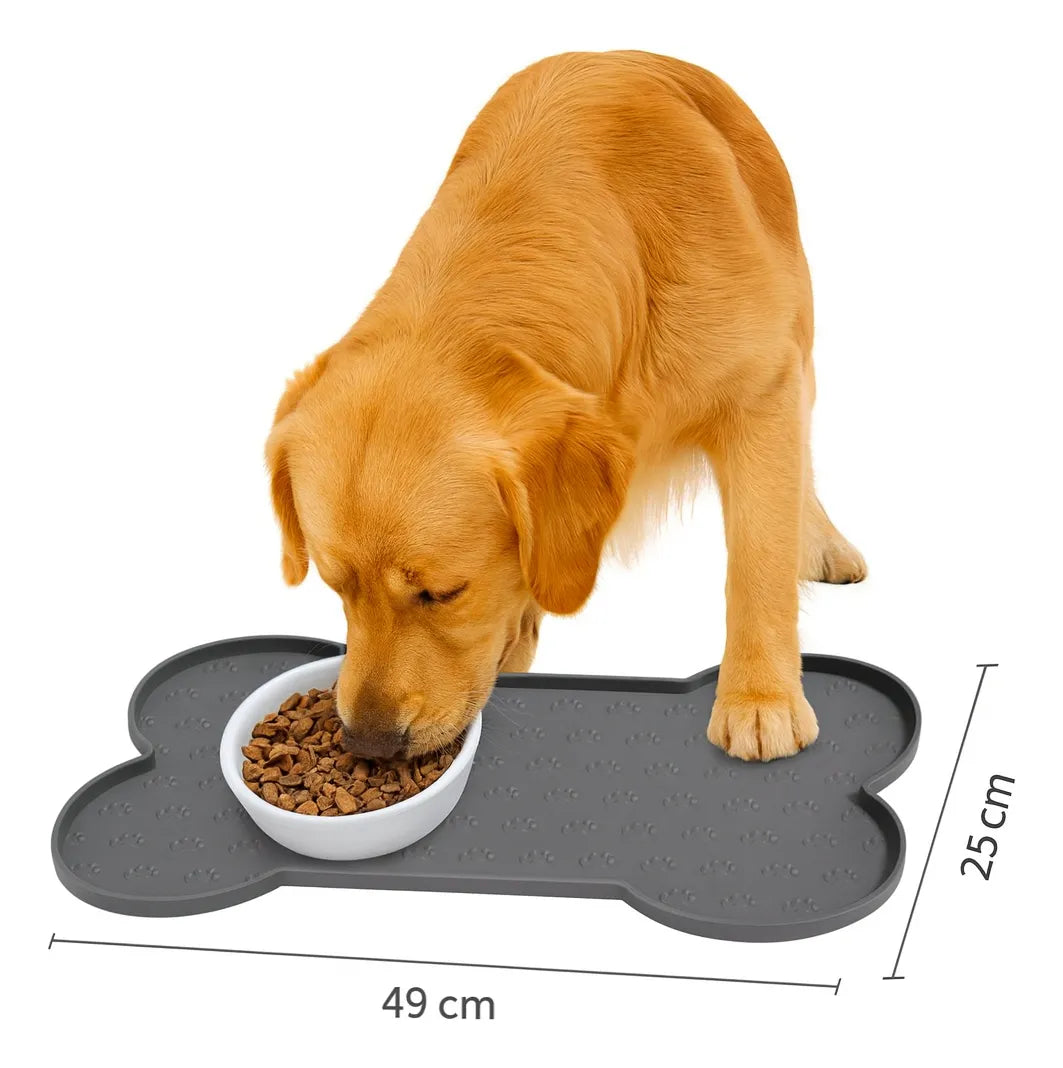 Plato Antideslizante Apoya Comida Y Agua Para Perros Y Gatos Gris Oscuro