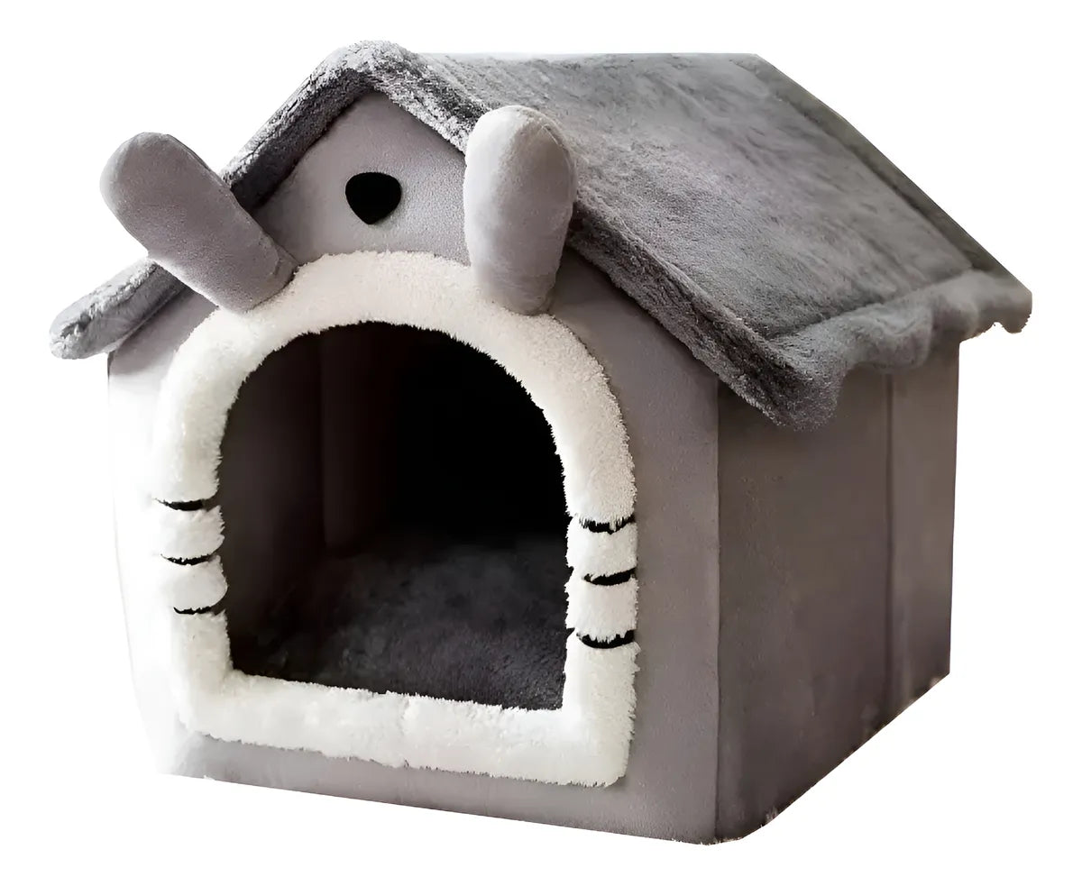Cucha Cama Casa Para Dormir Plegable Perros Y Gatos Grande Gris