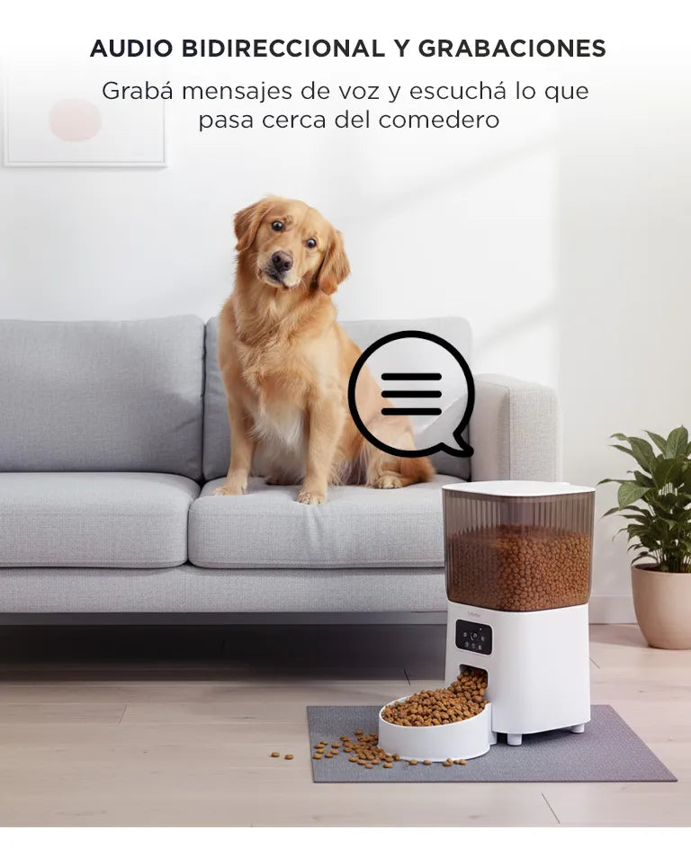 Comedero Para Mascotas Gadnic Automatico Dispenser Alimento 5 Lts Control desde App Acero Inoxidable Conexion Inalambrica Audio Bidireccional