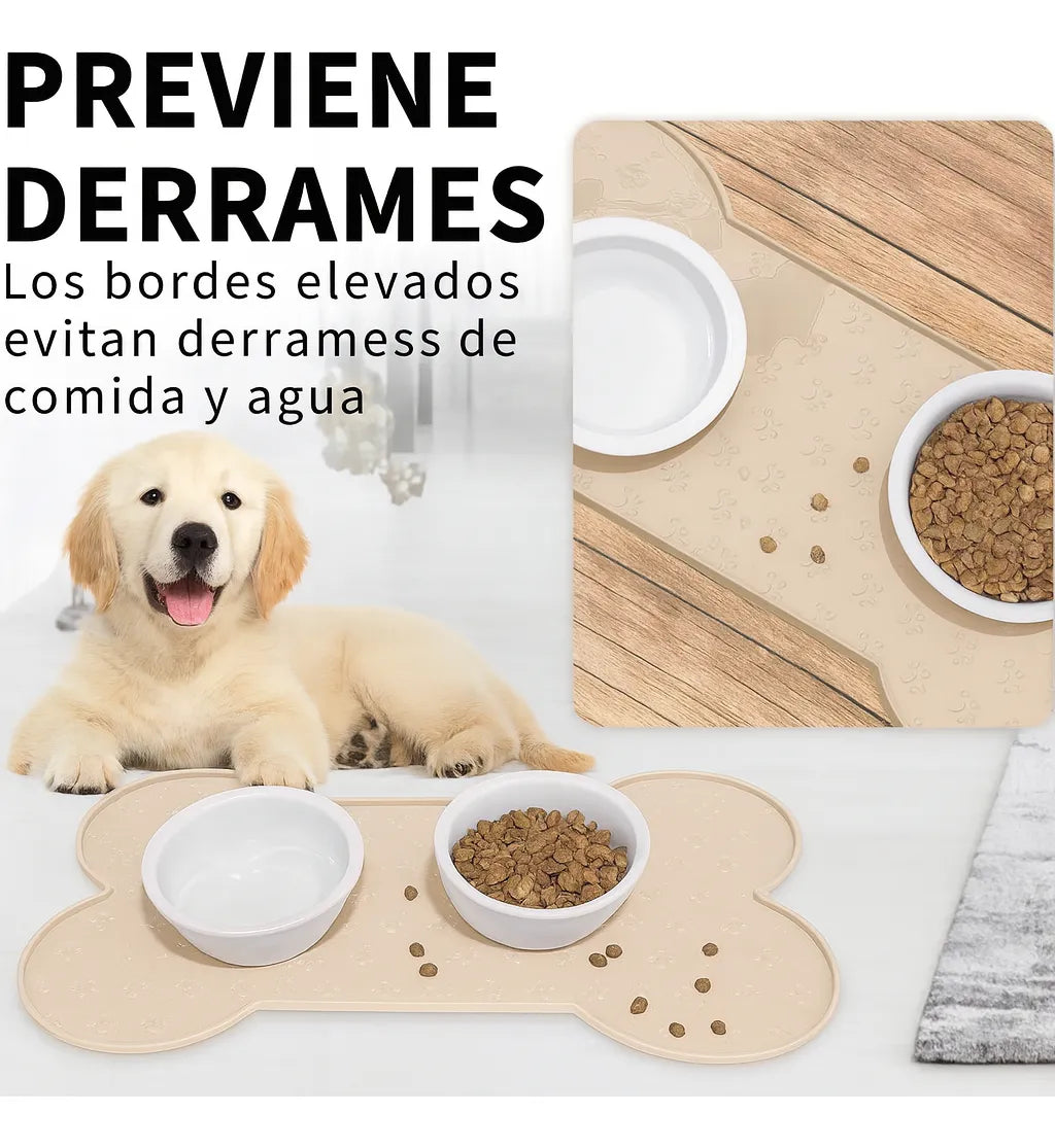 Plato Antideslizante Apoya Comida Y Agua Para Perros Y Gatos Gris Oscuro