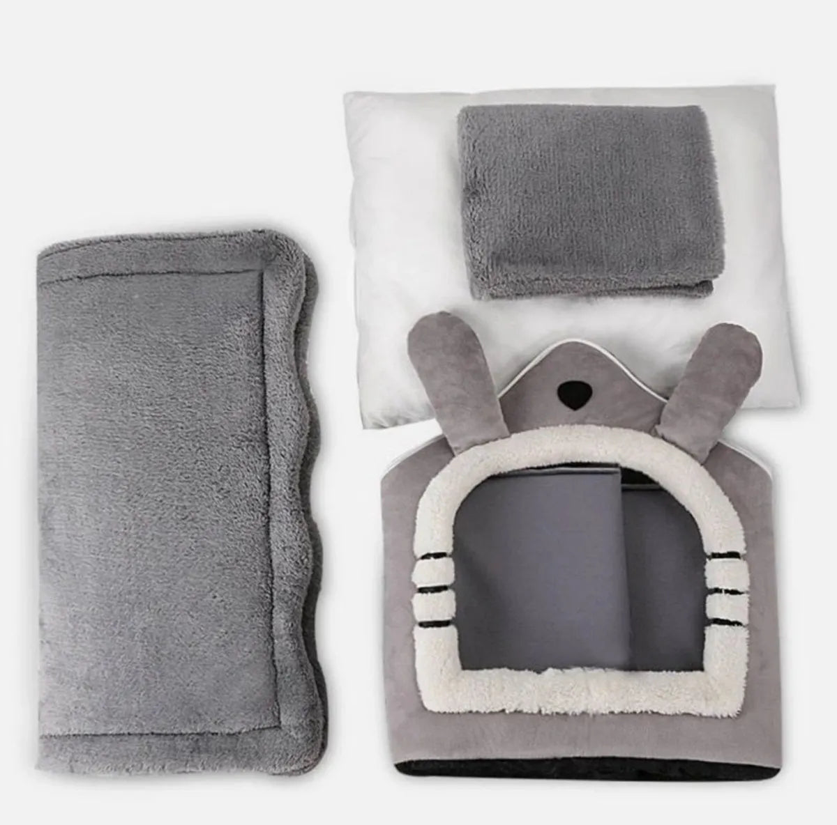 Cucha Cama Casa Para Dormir Plegable Perros Y Gatos Grande Gris