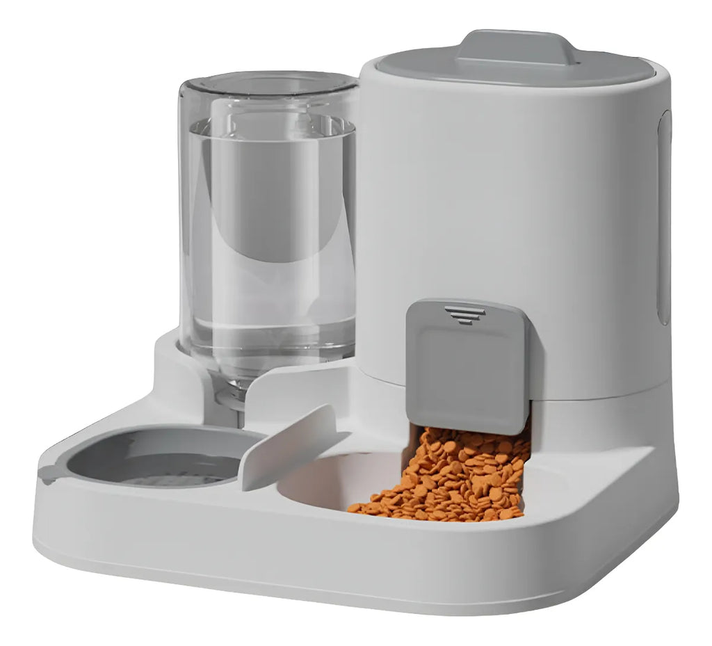 Comedero Bebedero Dispenser Doble Automatico 1.8lts Mascotas Gris