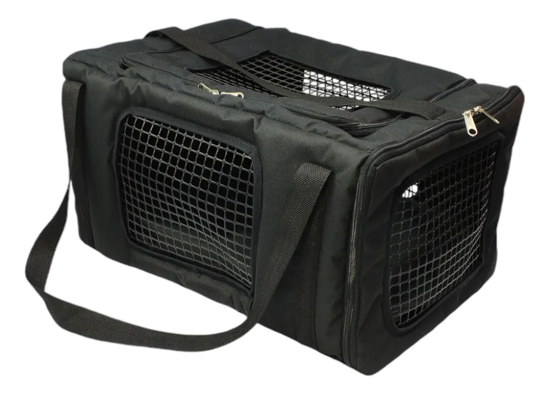 Bolso Transportador 44x30x23 Cabina Avión Aerolíneas Mascota Premium Negro 44x30x23cm