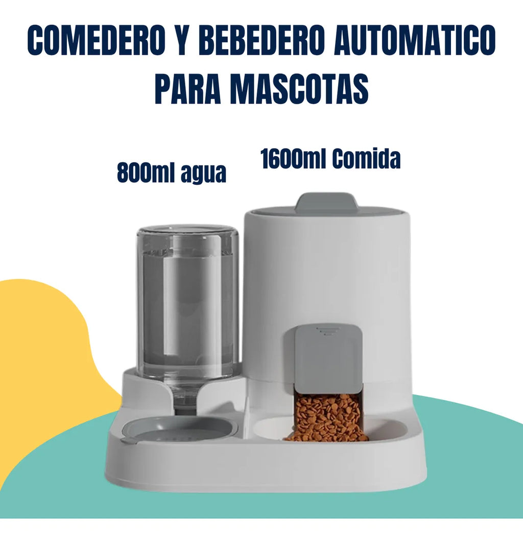 Comedero Bebedero Dispenser Doble Automatico 1.8lts Mascotas Gris
